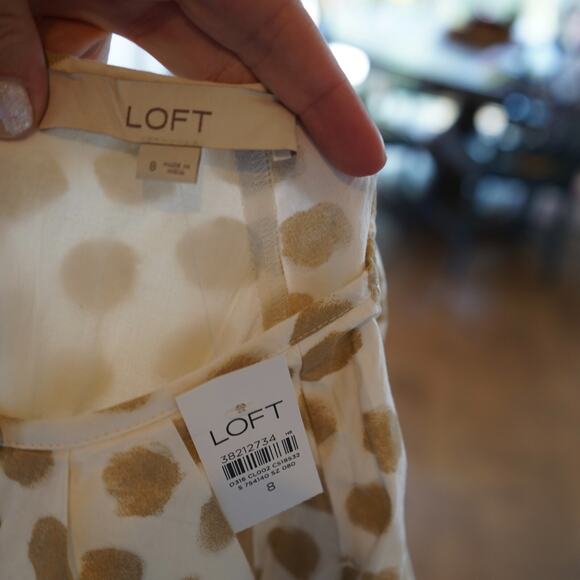 Ann Taylor Loft Dotted Side Tie Mini Pocket Dress Beige Glow‎ Size 8 NWT - Picture 6 of 6